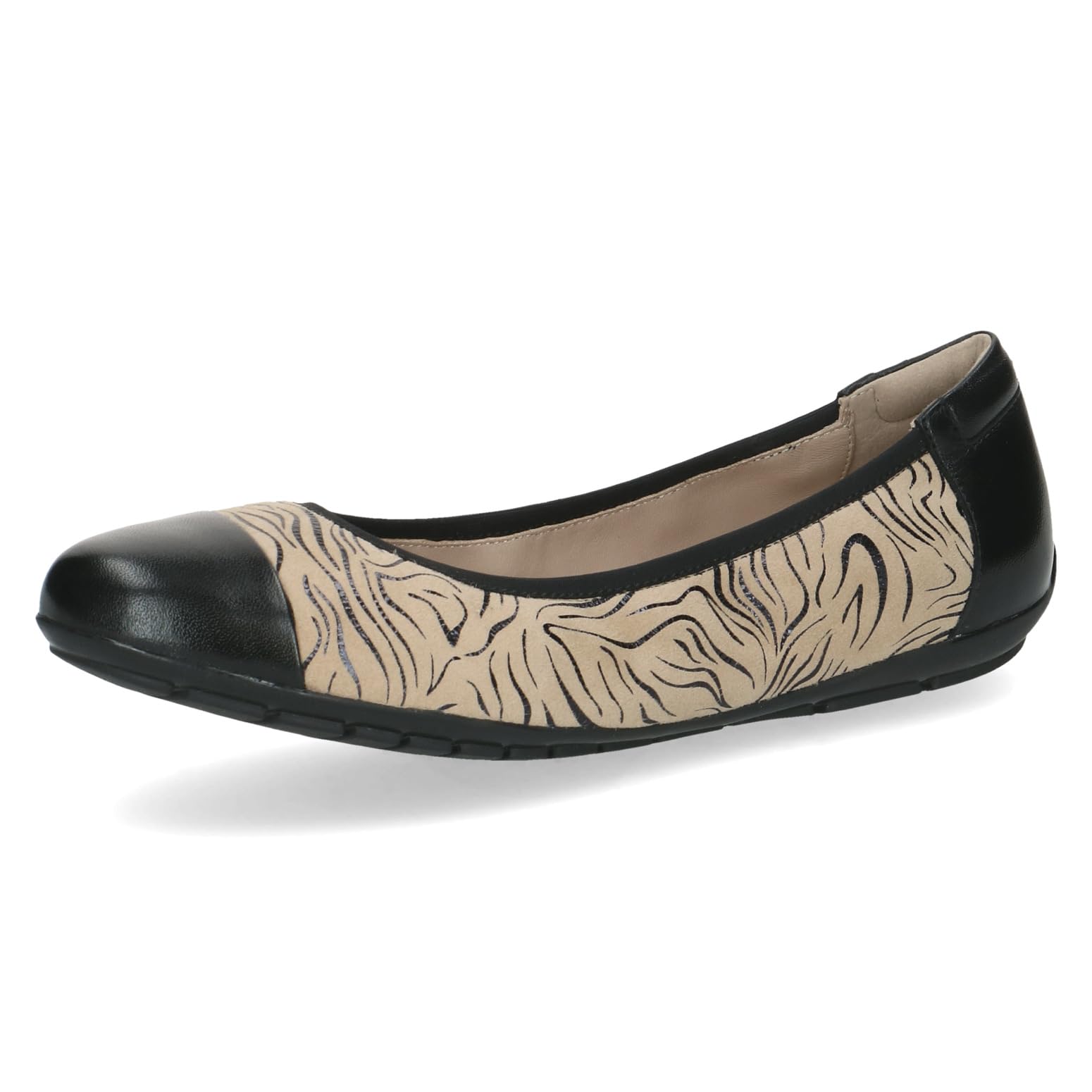 CAPRICE Women's Ballet Flats in Leather, Black (Black Comb), 6 UK
