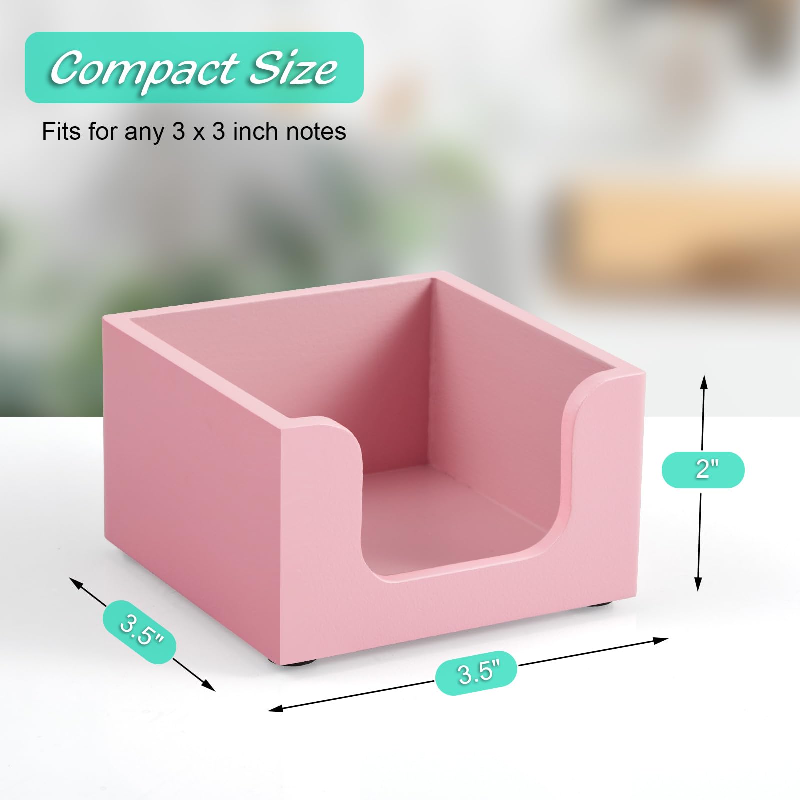 Soporte para notas adhesivas, dispensador de notas de madera para accesorios de escritorio de oficina, soporte autoadhesivo para bloc de notas, organizador dispensador de bloc de notas para