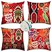 Poszewki na poduszki na zewnątrz, wodoodporne, czerwone, etniczne poszewki na poduszki, 45 x 45 cm, zestaw 4 lnianych poszewek na poduszki, dekoracyjne poszewki na poduszki, do ogrodu, na patio, na zewnątrz, kanapę, wystrój domu, 45 x 45 cm