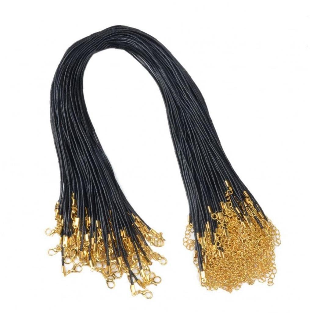 Pinicecore Golden Wax Cord Necklaces Chain 20Pcs Braided Leather Cord Rope Necklace Chain With Lobster For Diy Jewelry Making