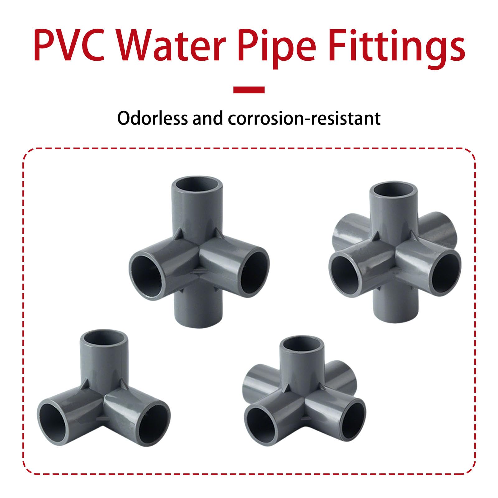 Accesorios para tuberías de PVC, Conectores, acoplamientos y adaptadores, plástico Resistente para Sistemas de plomería y riego de Jardines 6-Way PVC Fitting_20pcs 1-1/4"