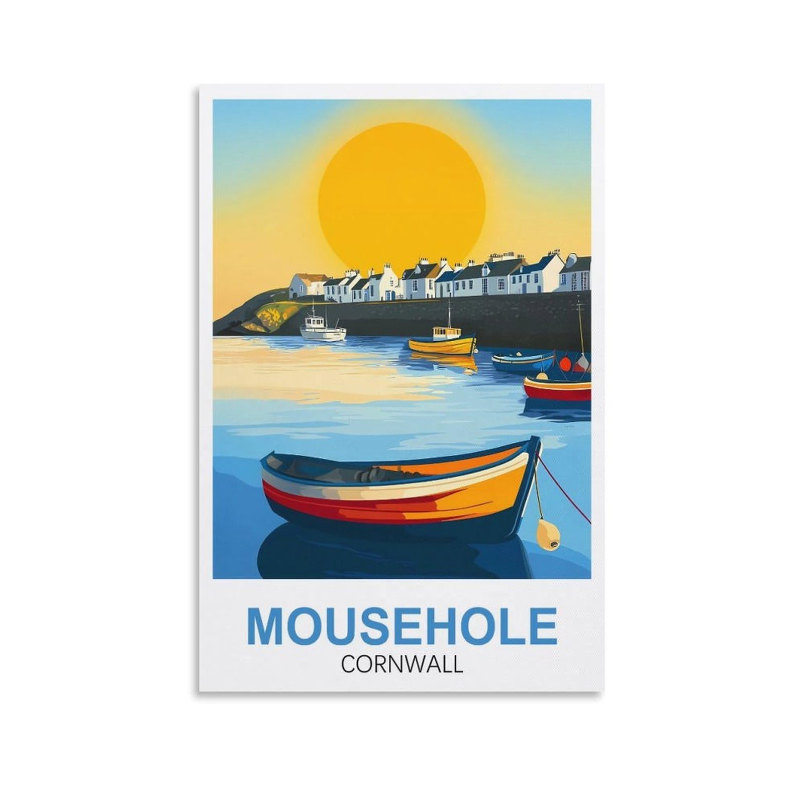 XLLYXYGJQ Mousehole Cornwall Vintage Travel Posters 08x12inch(20x30cm) Canvas Wall Art Poster Print Artwork Painting Picture for Home Decoration Living Room Office Bedroom