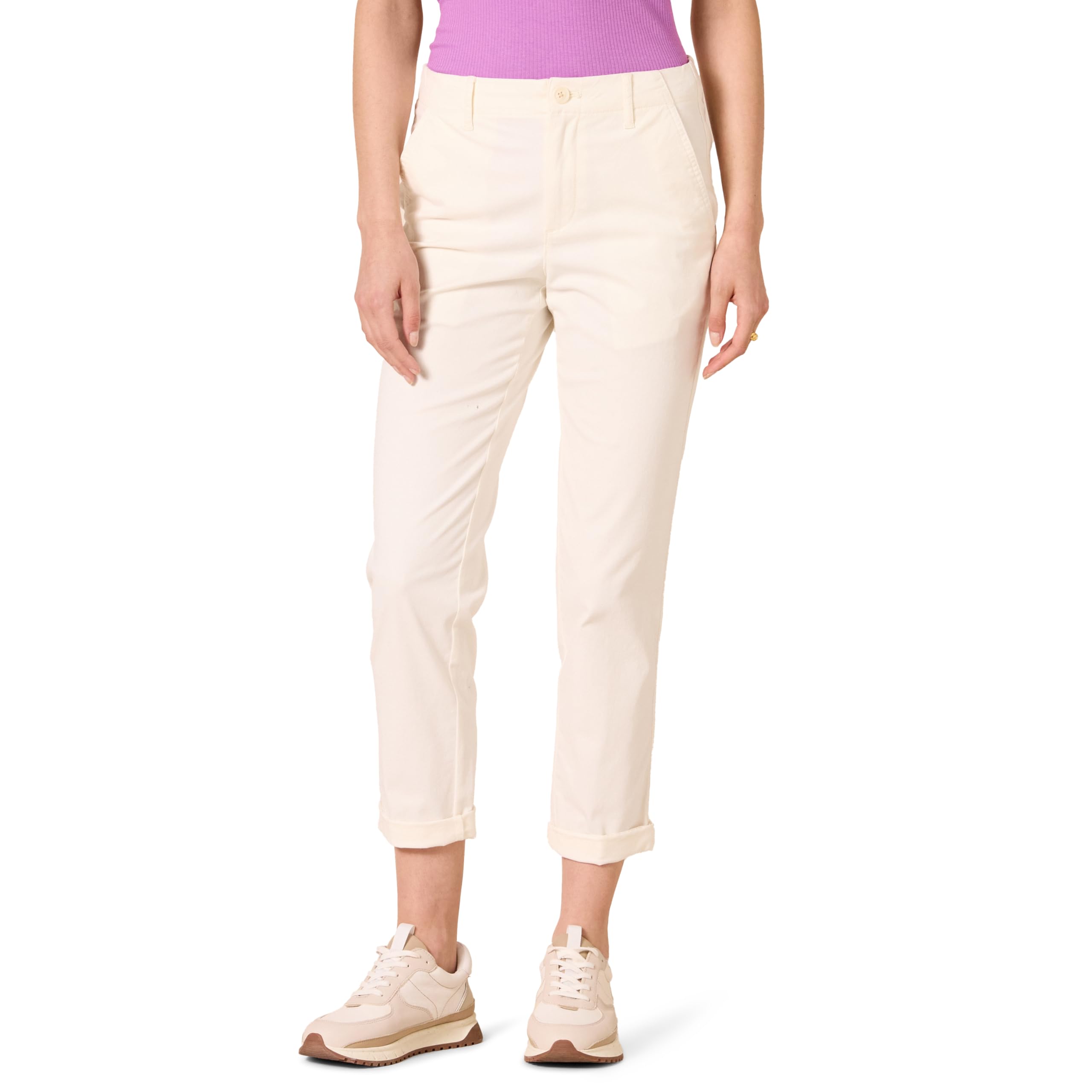 Amazon Essentials Women's High-Rise Regular-Fit Ankle-Length Tapered-Leg Khaki Pant