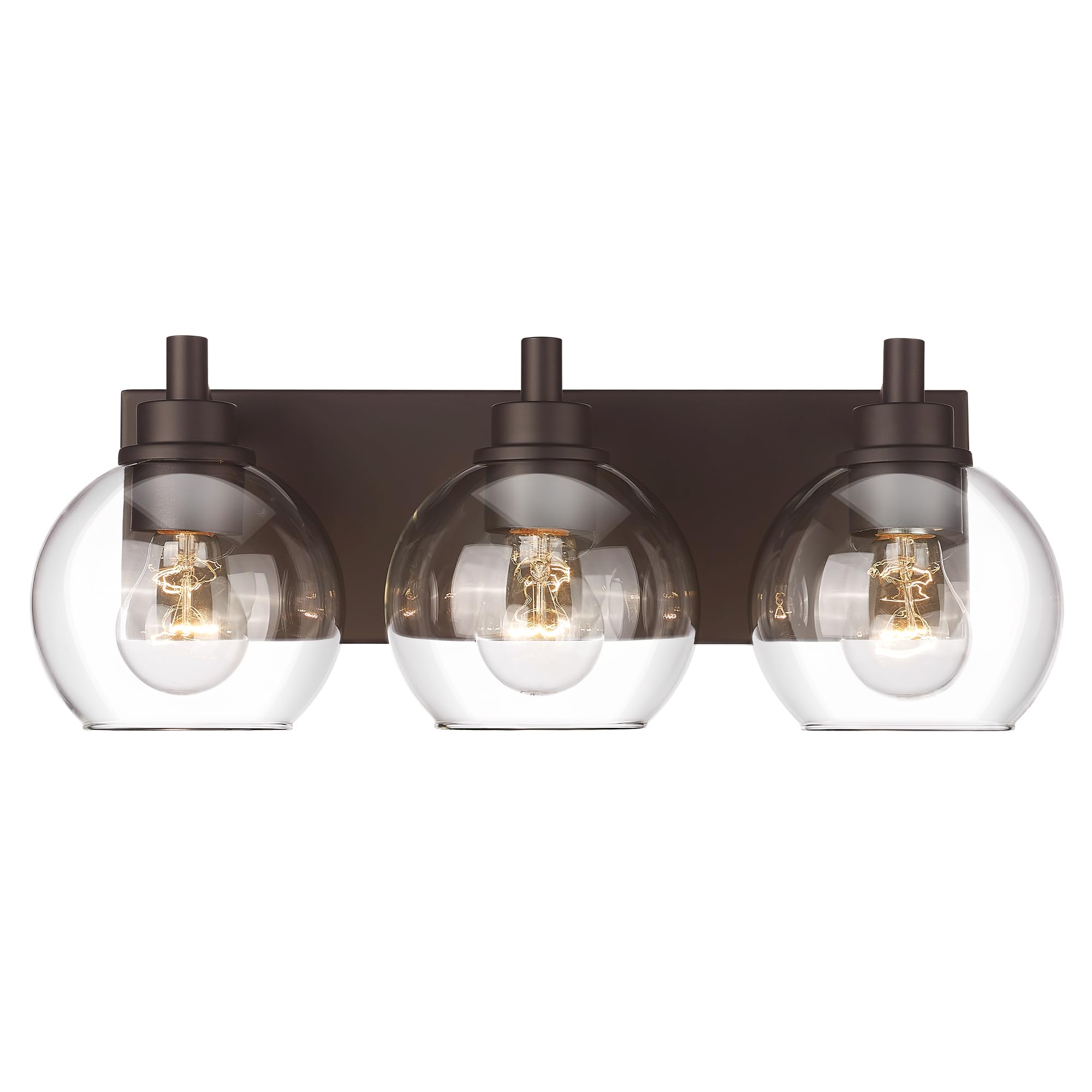 Bathroom Light Fixtures Over Mirror 3-Light Oil Rubbed Bronze Vanity Light with Clear Glass Globe Shade Modern Sconces
