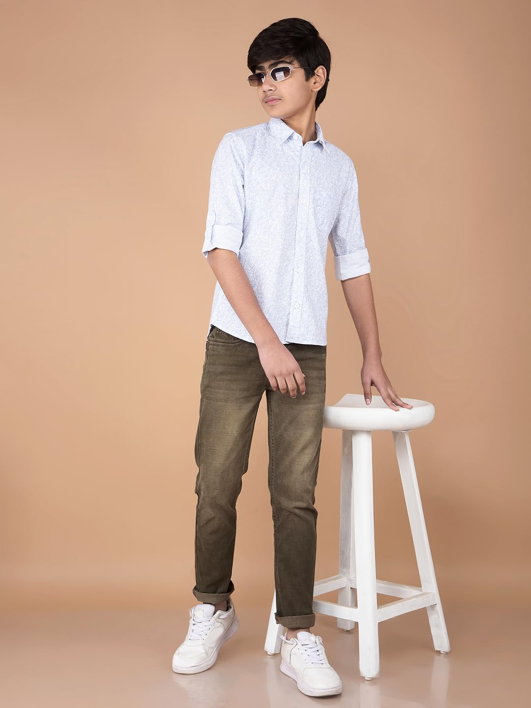 Crimsoune Club Boy's Blue Floral Print Shirt (7-8Y) 3