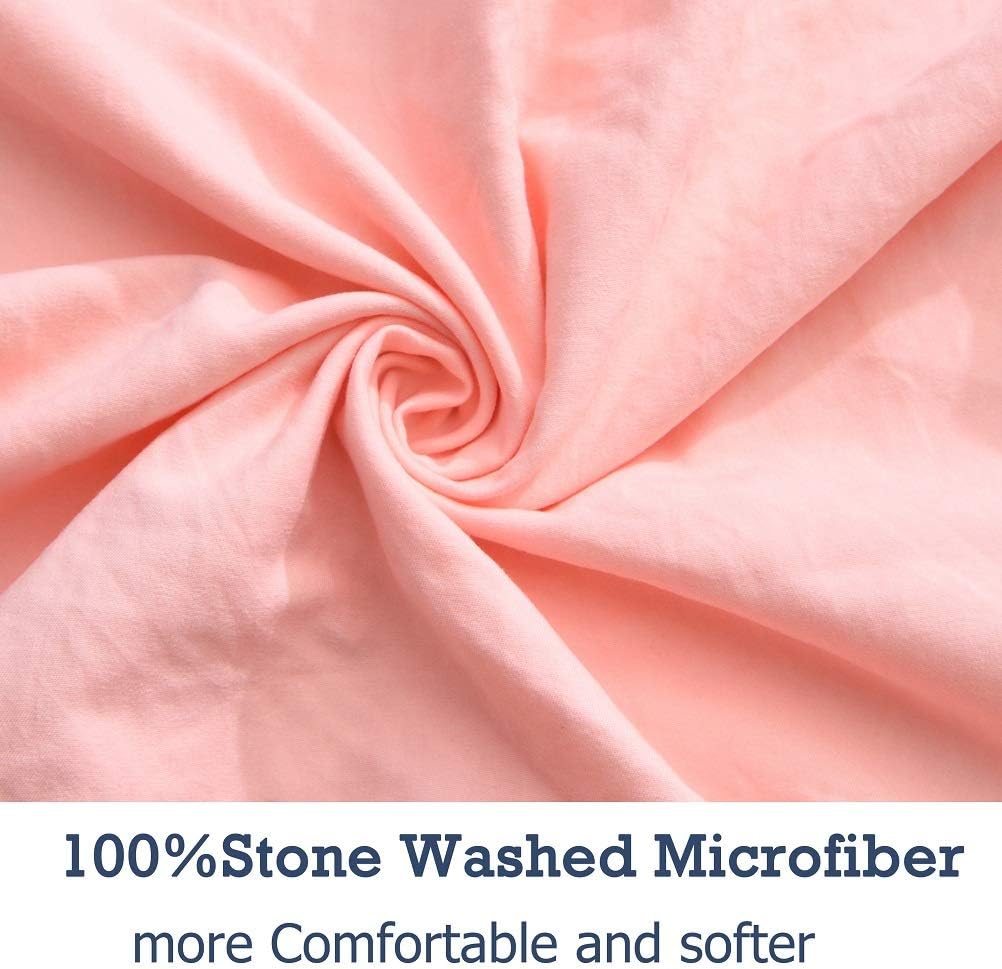 M&Meagle Duvet Cover Pink,Solid Color Bowknot Design,100% Microfiber Treated by Washed Cotton Process,Feels Like a Very Soft Cotton-King Size (3Pcs,1 Duvet Cover 2 Pillowcases)