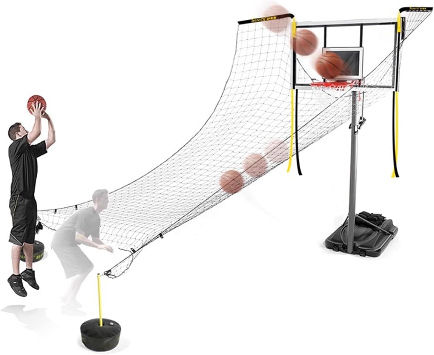 Entraîneur de tir portable de basket-ball avec filet de rebond élastique et angle ajustable