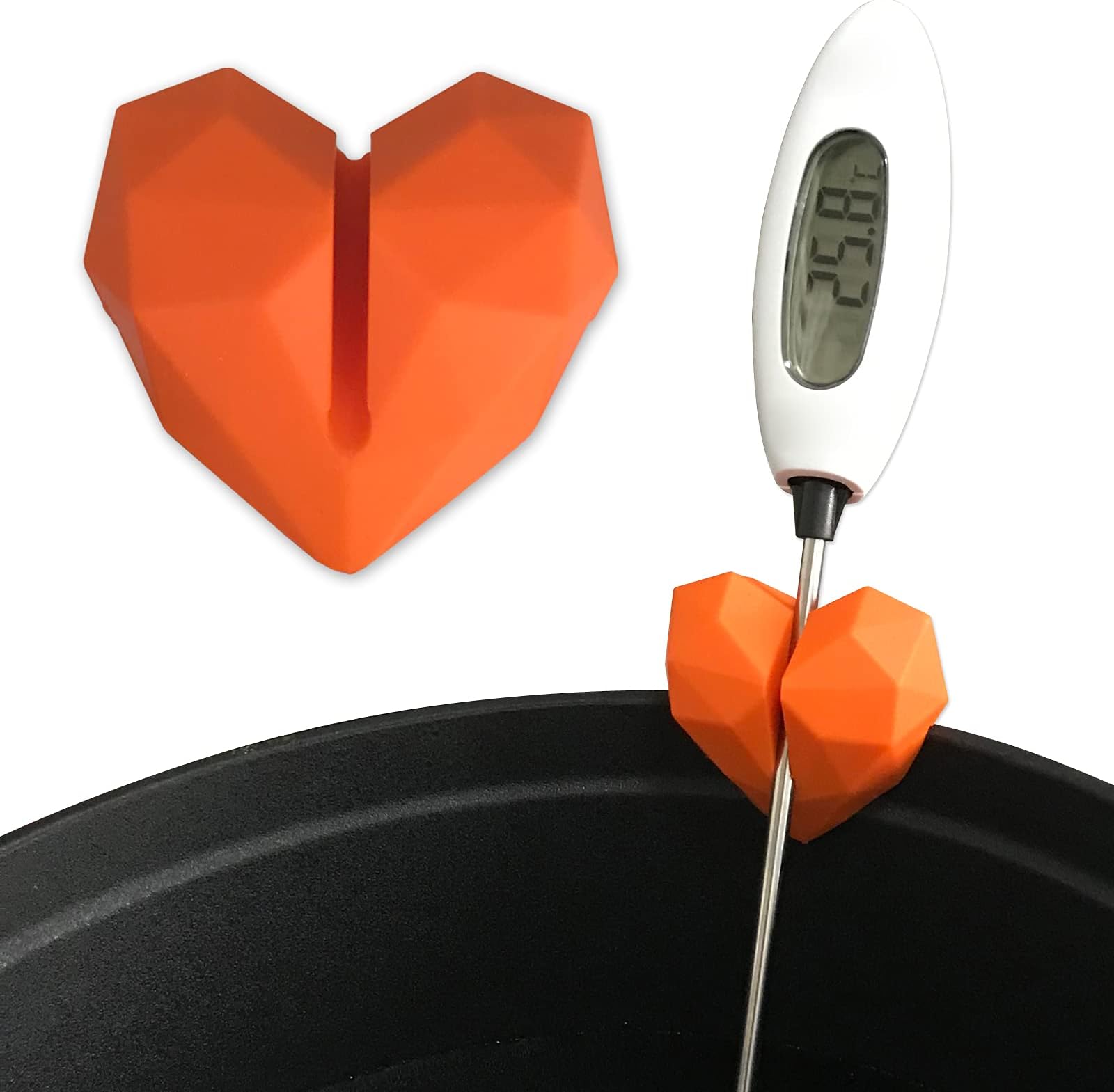 2Pcs Silicone Non-Scratch Pot Clip, Thermometer Clips for Candy Making, Hand-Free Holder to Measure Temperature of Oil, Milk, Chocolate, Candle, Deep Fryer and Cooking Melting Pots