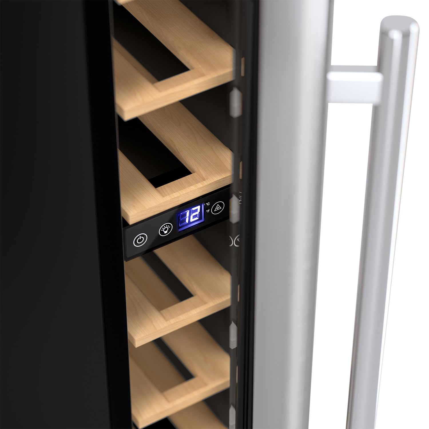 Les Petits Champs Cantina da incasso 7 bottiglie CAVSE7, Capacità 22L, Porte in acciaio inox, Regolazione della temperatura da 5°C a 22°C, Illuminazione LED, Anti-UV, 6 ripiani