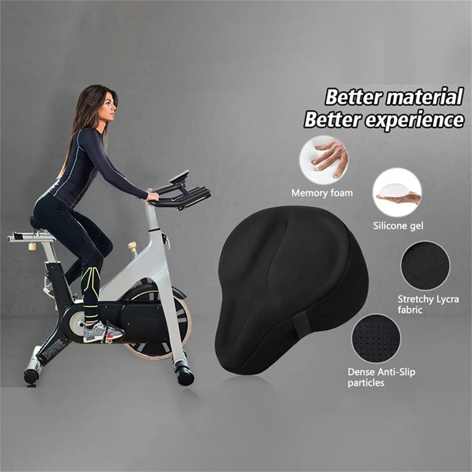 Comoda Fodera per Cuscino per Sedile Bici Imbottita in Gel per Uomo Donna Sella per Cyclette Extra Morbida per Cyclette/Ginnastica/Indoor/Montagna/Biciclette da Strada