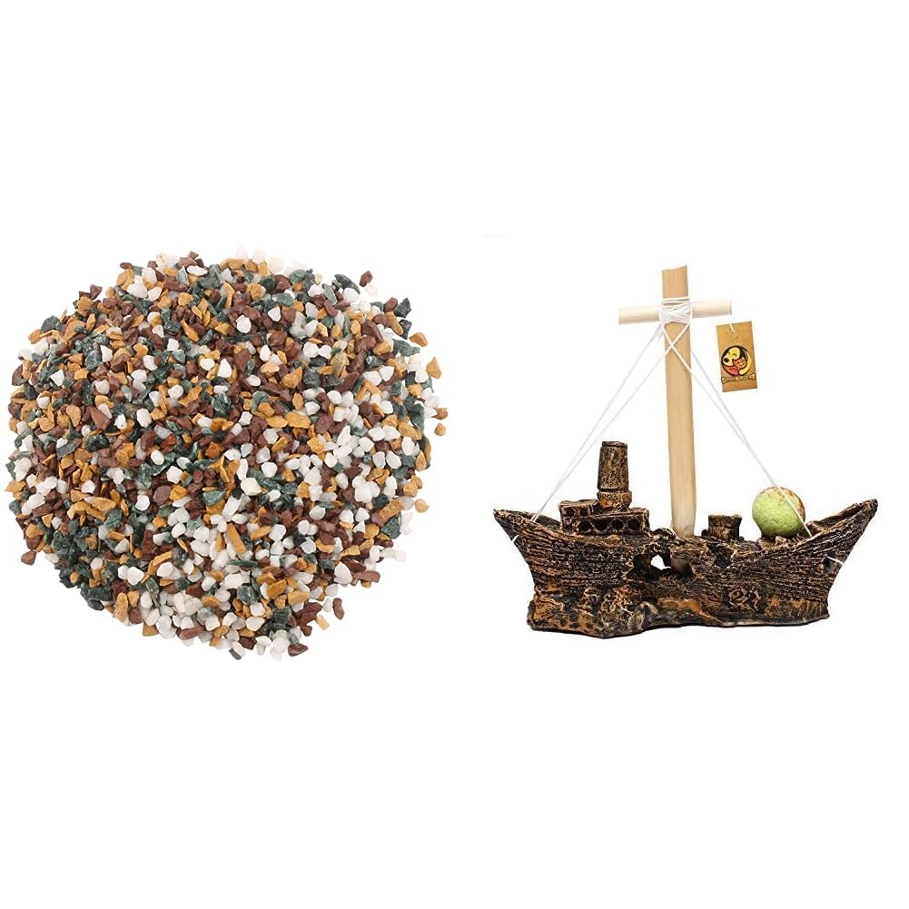 Foodie Puppies Natural Gravel (Mix Marble, 5Kg) (7mm - 13mm) & Outdoor Pebble & Underwater Sailing Brown Ship Aquarium Decoration Ornaments/Toy Piece (21cm X 16cm X 7 cm) (B0CDDCFYQ6) Amazon Price History, Amazon Price Tracker