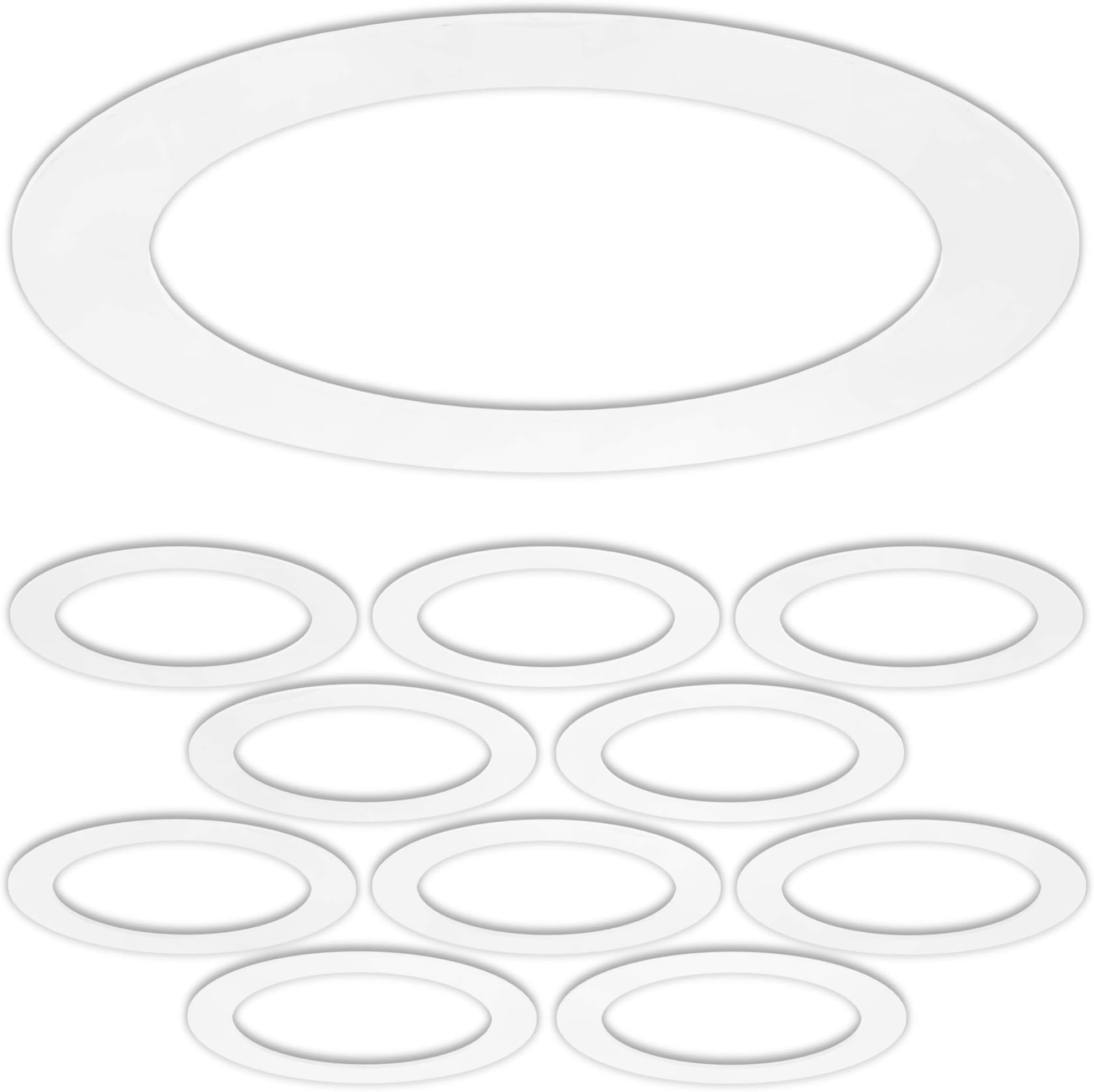 10 Pack Gloss White Goof Trim Ring for 8" Inch Recessed Can Lighting Down Light, Outer Diameter 8.6 Inches, Inner Diameter 6.2 Inches