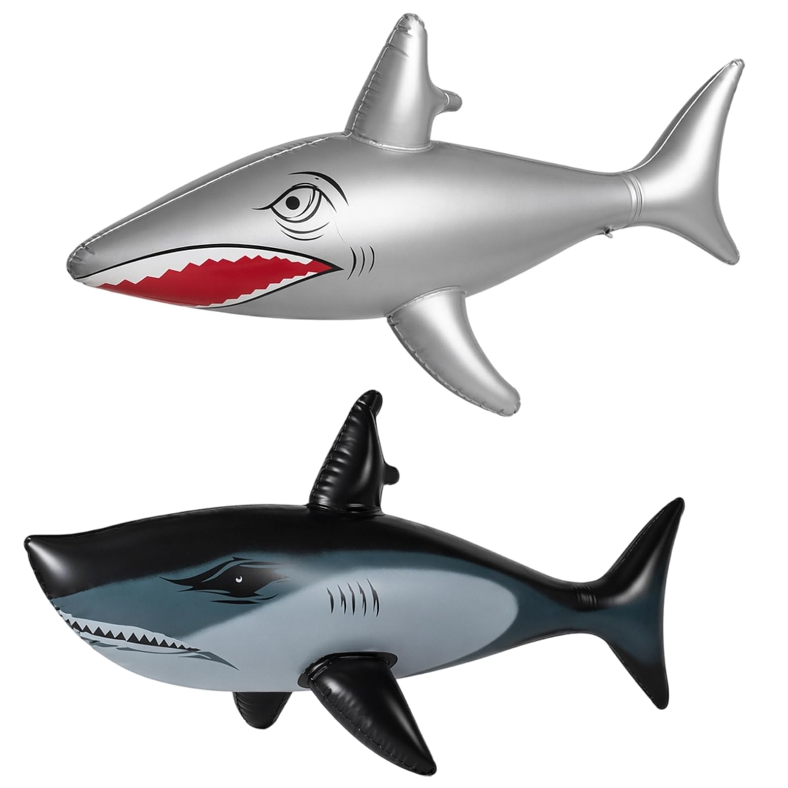 Inflatable Shark Pool Toys, Blue And Silver Set Of Two