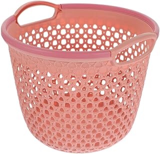Amosfun Pink PP Waterproof Storage Basket for Office Dormitory Organizer | Simple Elegant Open Design, Multi-purpose Table Use, One Piece, Decorative Accent, Practical PP Construction