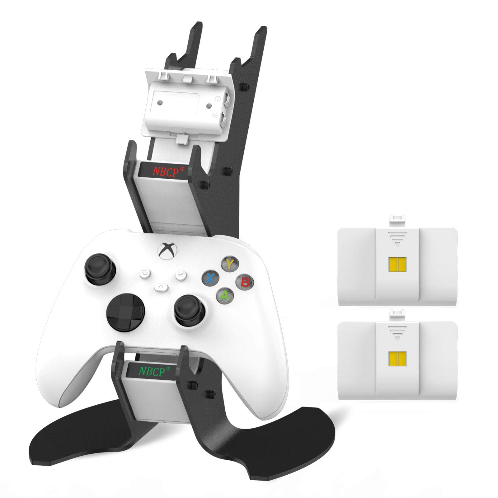 Controller Charger Station for Xbox Series X|S, Fast-Speed Dual Charging Dock/Headset Controller Stand- Included 2x850 mAh Rechargeable Battery Packs (White)