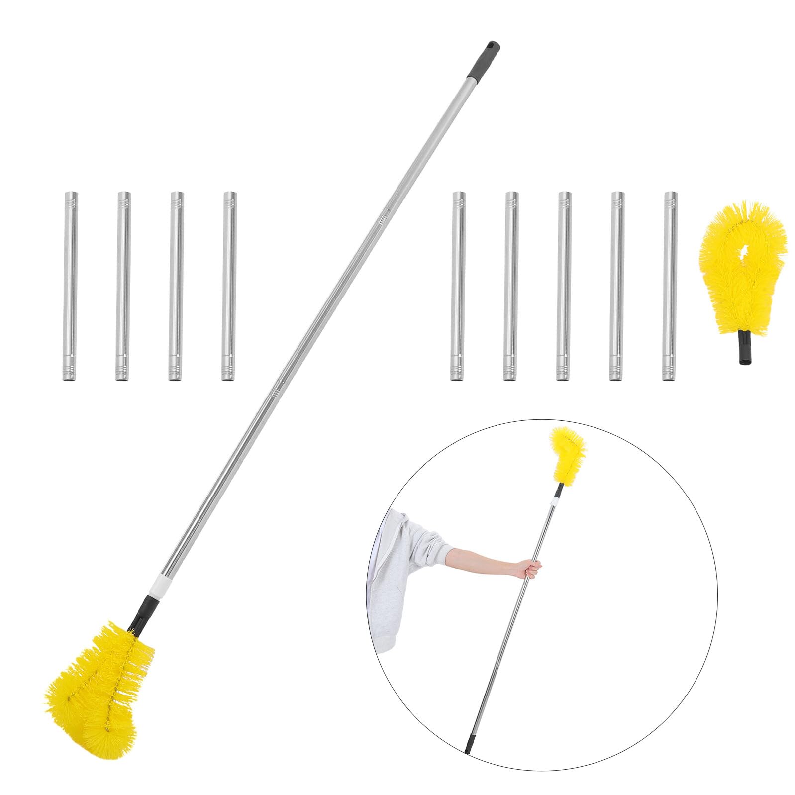 Juego de Herramientas Profesionales para Limpieza de Chimeneas y Conductos de Secadora, Cepillo Desmontable de 4 M (13 Pies) Varillas de 32 Cm, Kit para Deshollinar Estufas de Leña