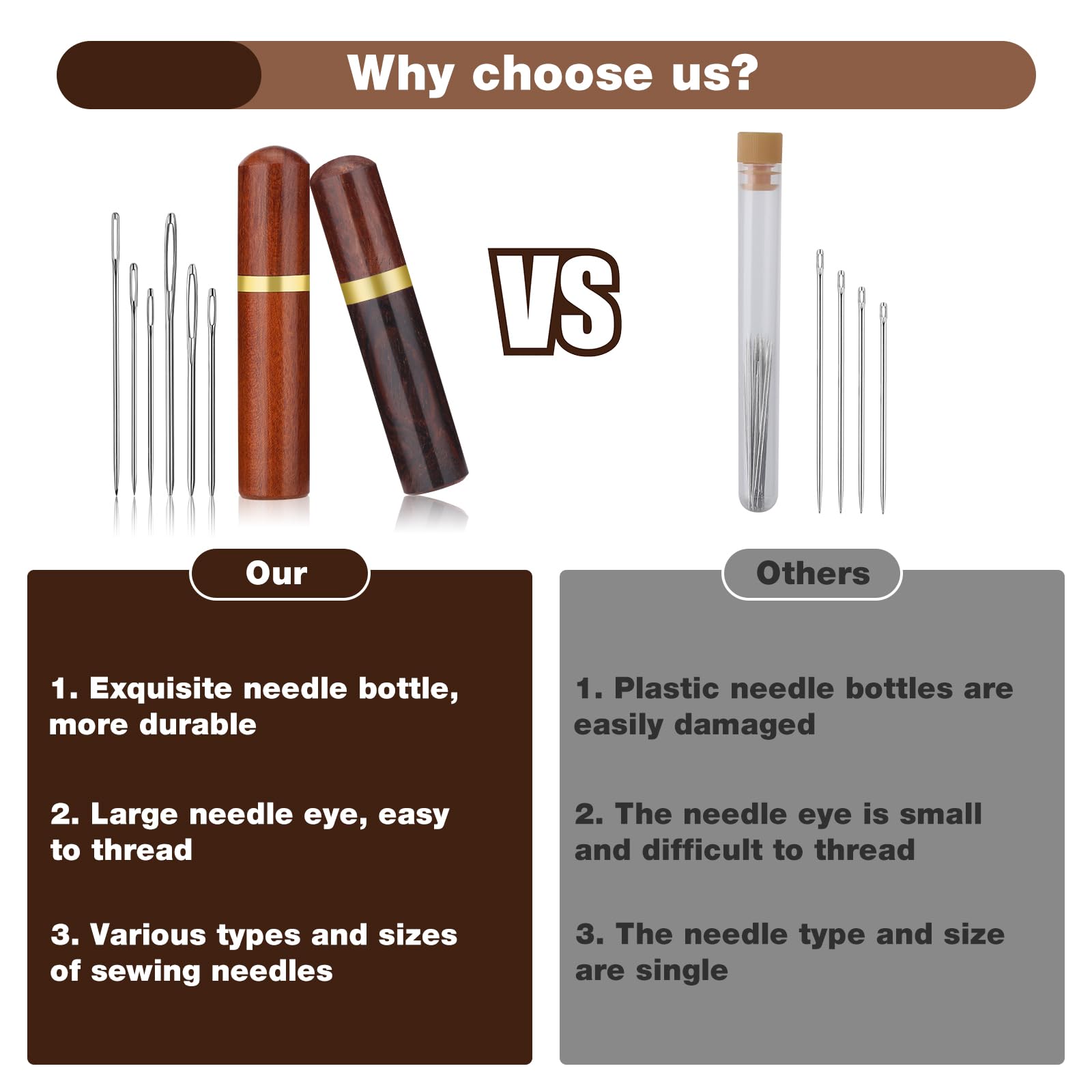 Aiguilles De Couture En Cuir - Lot De 10 Aiguilles Triangulaires Avec Flacon Transparent