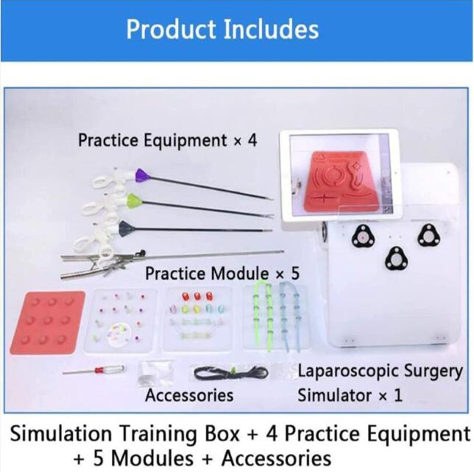 Simulateur de Chirurgie Laparoscopique,Kit de Simulateur de Chirurgie,6 Modules de Formation Et 4 Outils Chirurgicaux, pour Les éTudiants en Soins Infirmiers pour La Formation à l'enseignement