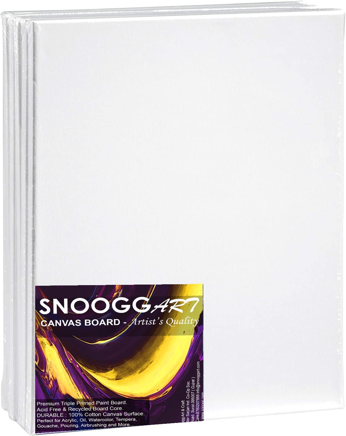 SNOOGG Pack of 2 Painting Canvas Board Panel Size : 24X24 Inch White Double Primed Artist Quality for Oil Acrylic and Mix Media Painting
