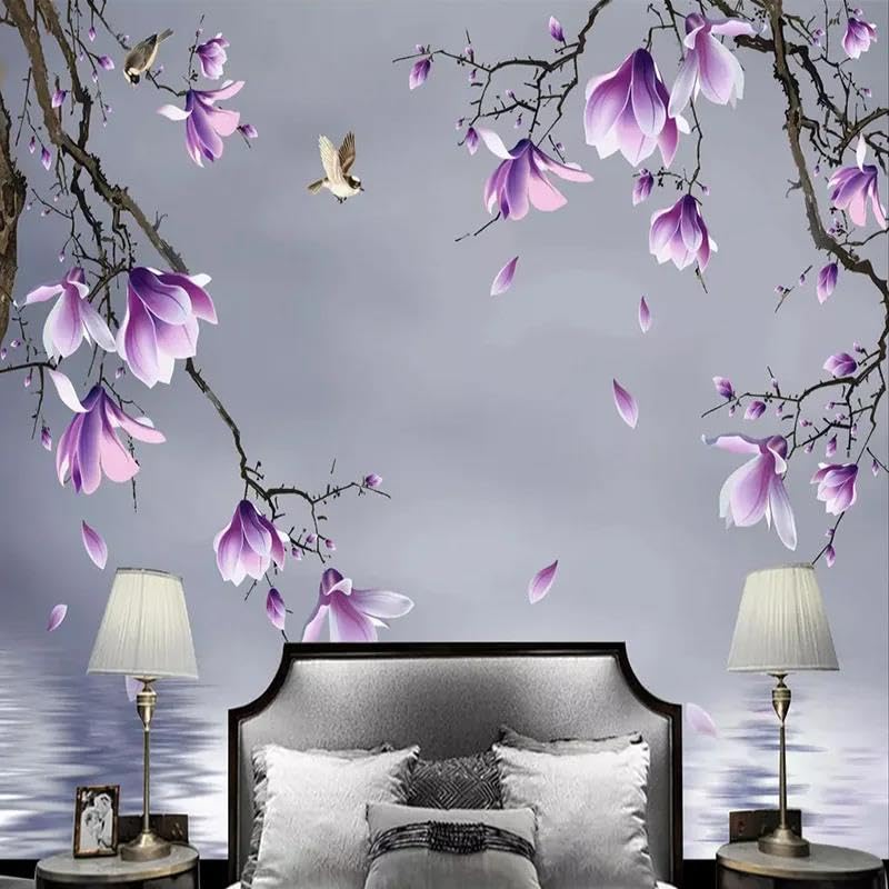 Papier peint 3D fleurs haut de gamme LVPASA | Revêtement mural PVC aux détails sculptés et durables
