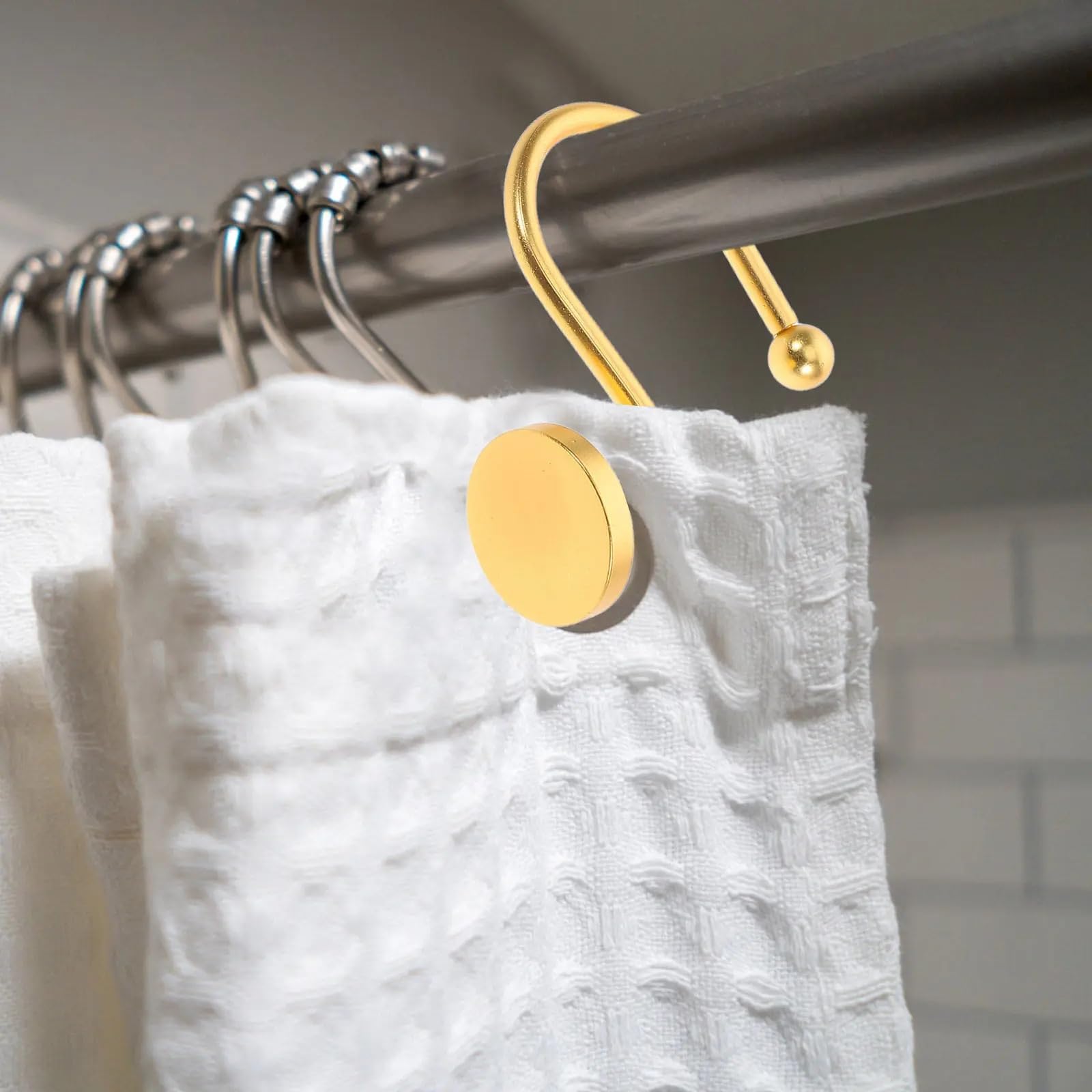 Anelli per Tenda da Doccia Ganci for tende da doccia 12 pezzi | Ganci decorativi for aste da bagno con anelli metallici dal design a bottoni rotondi