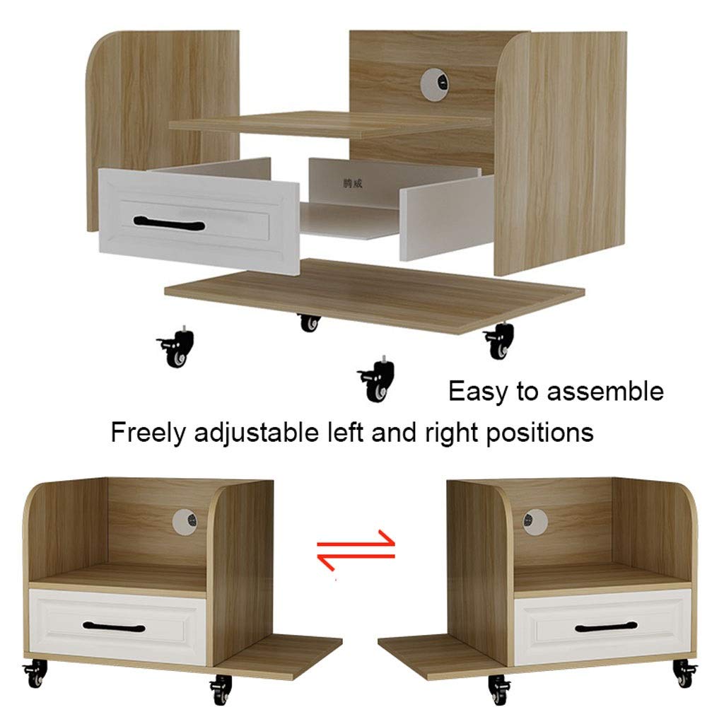 druckerständer Holzständer Bewegliche Untertischdrucker CPU Hauptrahmen mit Kabelmanagement und Speicherfächern, Drucker Schreibtisch Multifunktionale Storage Rack druckerschrank