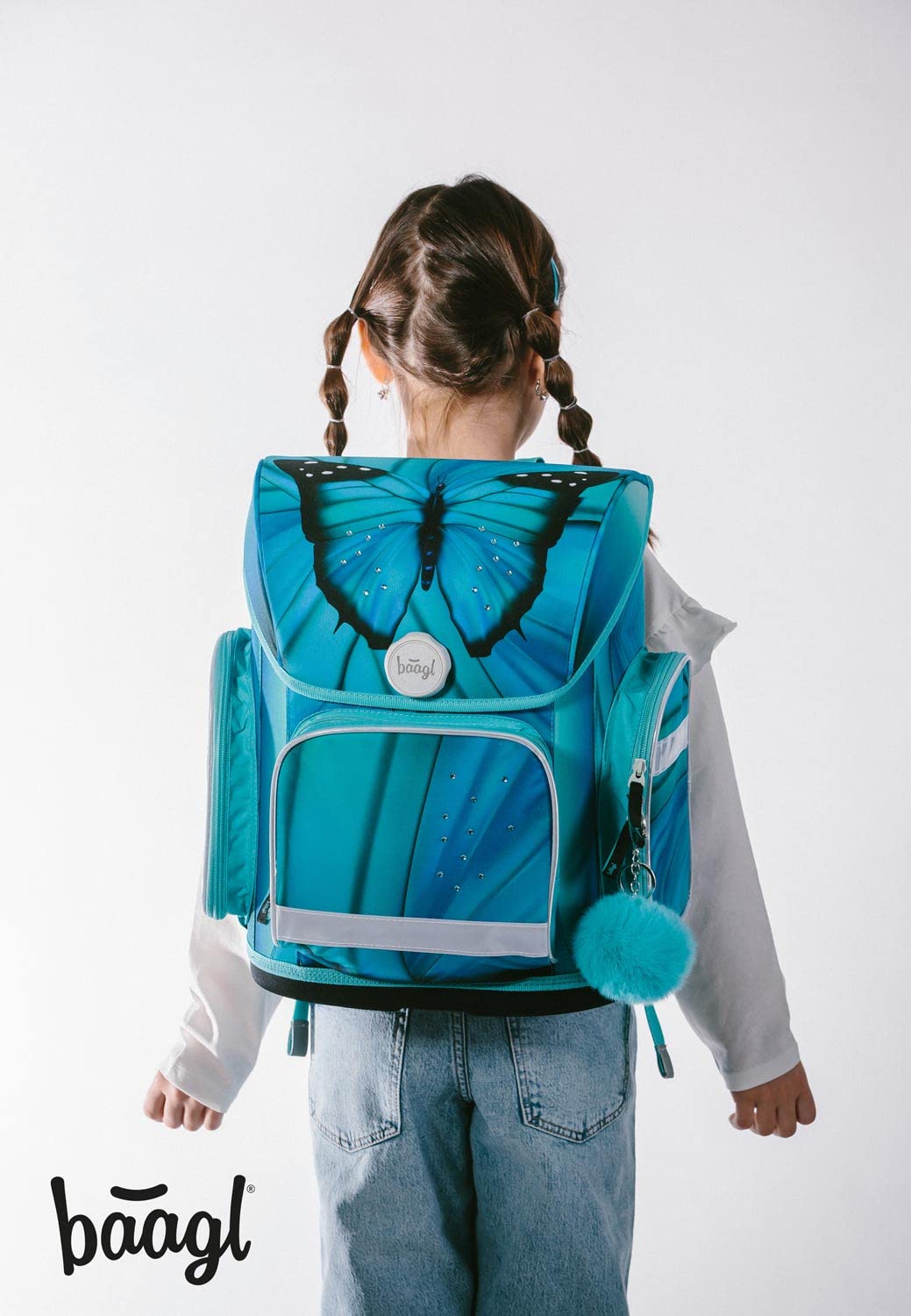 Baagl Mochila escolar para niños y niñas para 1ª clase (o 2ª clase), mochila escolar Ergo para niños y niñas, mochila escolar ligera con correa para el pecho, mariposa, 38, De moda