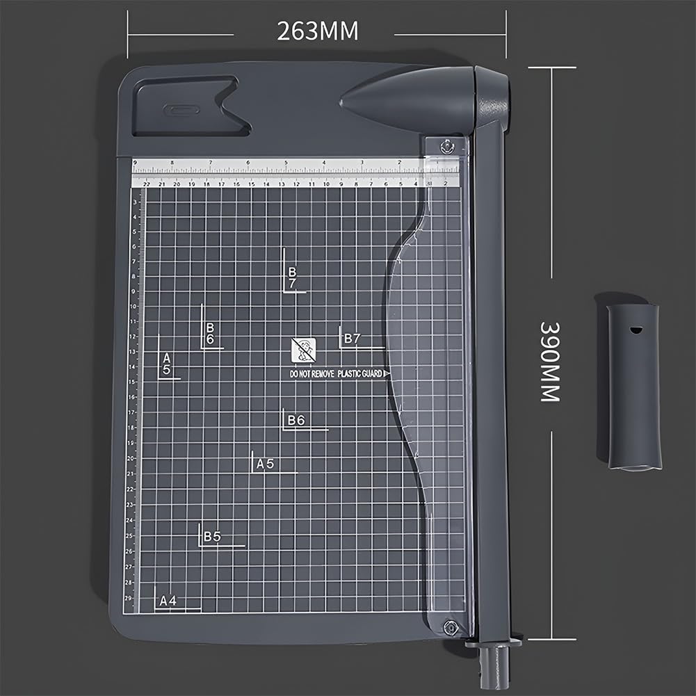 Tagliacarte da scrivania A4, Tagliacarte Manuale Taglierina per Pile, con Annotazione Righello a Griglia, Lunghezza Taglio 12'' capacità 16 Fogli, per Etichette, Coupon, Cartoline
