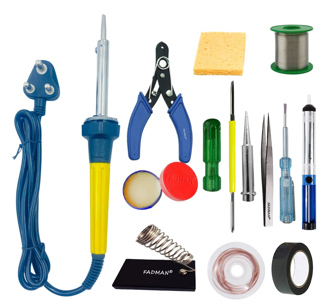FADMAN SOLDERING IRON A-3 60 W | BEST BUNDLE KIT | SOLDER WIRE | FLUX | STAND | WICK | SCREWDRIVER | BIT | TWEEZER | CUTTER | SPONGE | TAPE | TESTER | SOLDERING IRON KIT (B0BWNN7QFT) Amazon Price History, Amazon Price Tracker