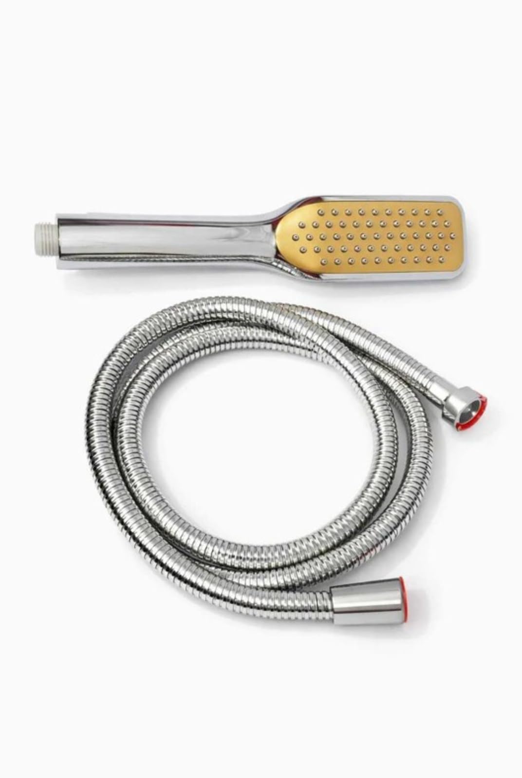 Premium Hand Shower Set with Gold Finish Spray Plate, Stainless Steel Flexible Hose, Bathroom Handheld Shower Head, Silver and Gold Design