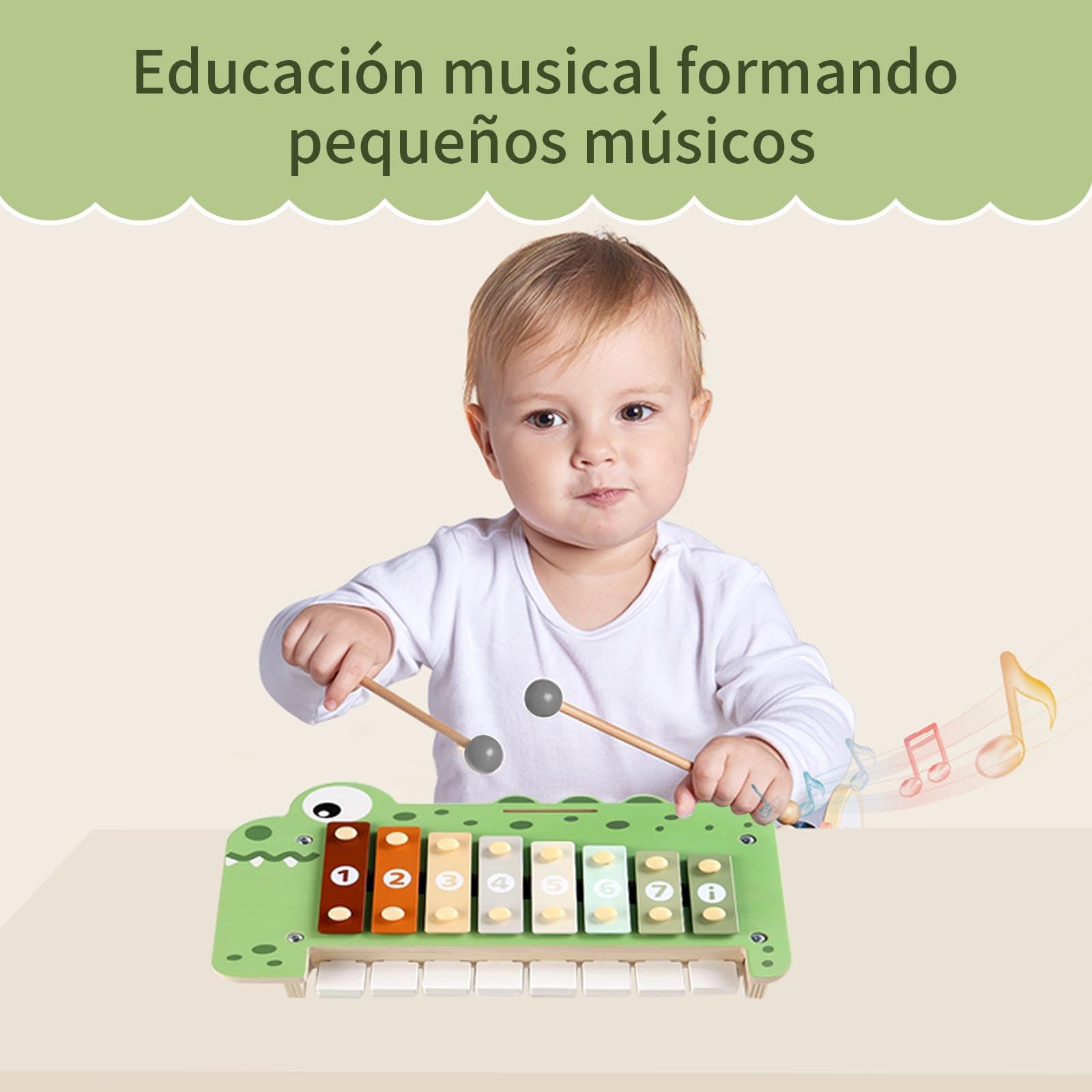 Juguetes Montessori 2 3 4 5, Juegos Niños 3 Años, Instrumentos Musicales Infantiles, Piano Infantil, Xilófono, Habilidades Motoras Finas, Juguetes de Madera, Regalo Niño Niña 2-5