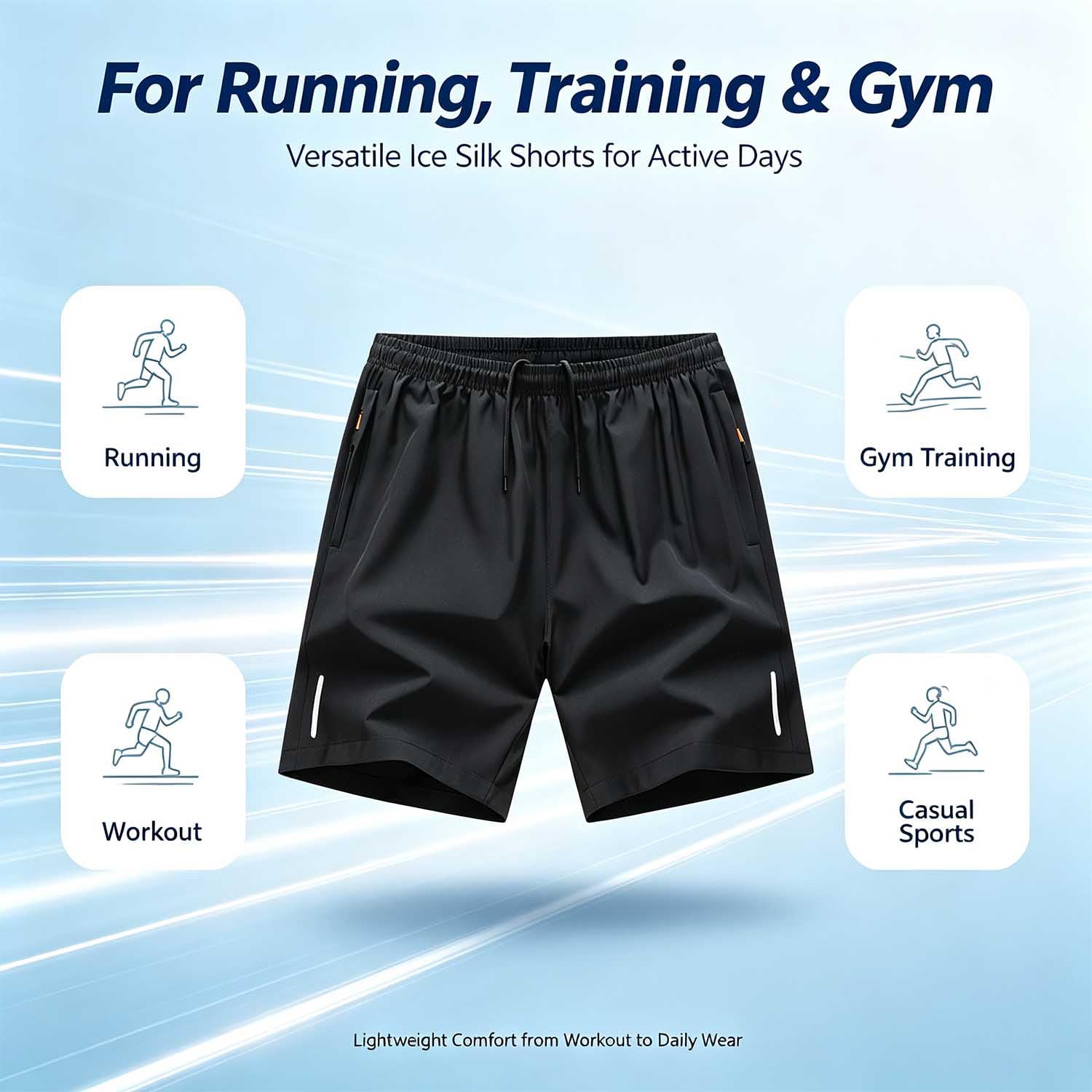 Ice Silk Quick-Dry Athletic Gym Shorts Men's 5 Inch Inseam Shorts 3 Pack | Ultra oddychające lodowe jedwabne szorty dla mężczyzn, lekkie, zapinane na zamek błyskawiczny, do treningu i biegania