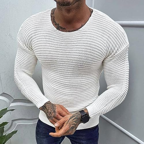 Men's Crew Neck Sweater Knitted Woolen Wool Long Sleeve Solid Color Top Sweater Men's Crew Neck Sweater3