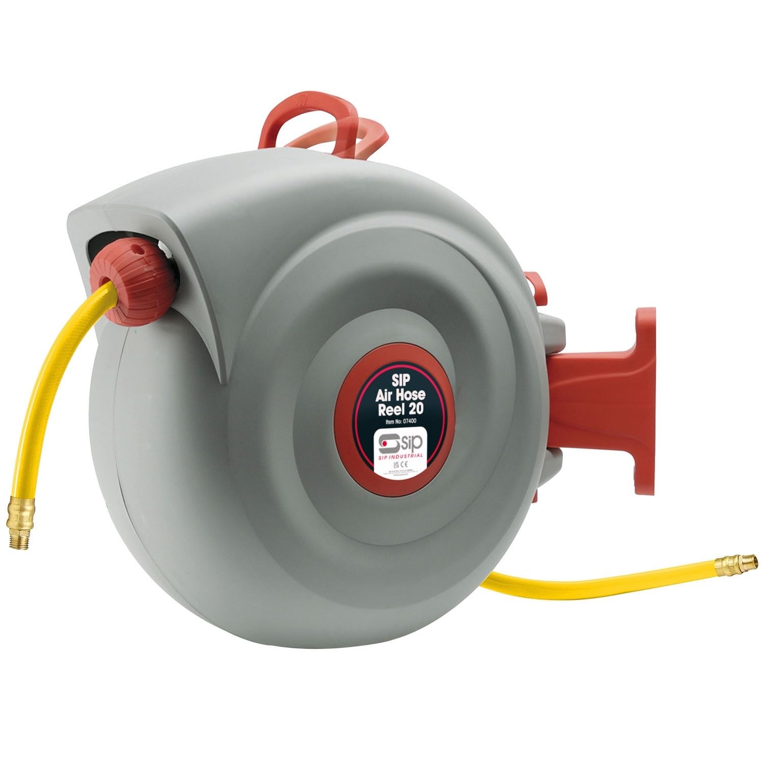 Sip Grey 20M Retractable Air Hose Reel, 300Psi Wall Mounted Compressor Hose With Coupler & Bracket