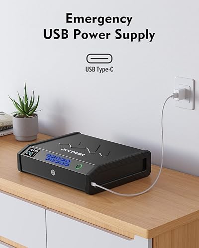 Miniatura 3 de HOLEWOR Gun Safe, Biometric Gun Safes for Pistols with LCD Display of Temperature Humidity, Fingerprint Quick Access Pistol Safe Sturdy Handgun Safe