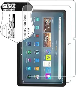 Pacote com 2 protetores de tela para tablet Amazon Fire Max 11 2023 vidro temperado, compatível com canetas Stylus, ultrarresistente, compatível com capas