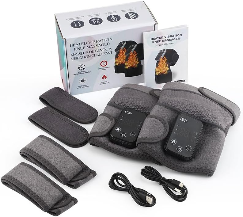 Miniatura 9 de Masajeador de rodilla, rodilleras térmicas inalámbricas con vibración, 3 vibraciones ajustables y modos de calefacción (2)