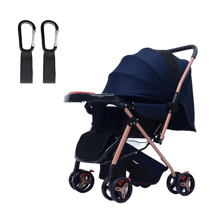 Rollway Baby Stroller/Pram with 1 Year Warranty, Full Canopy, 5 Point Safety Harness, One Hand Fold, Adjustable backrest, Blue