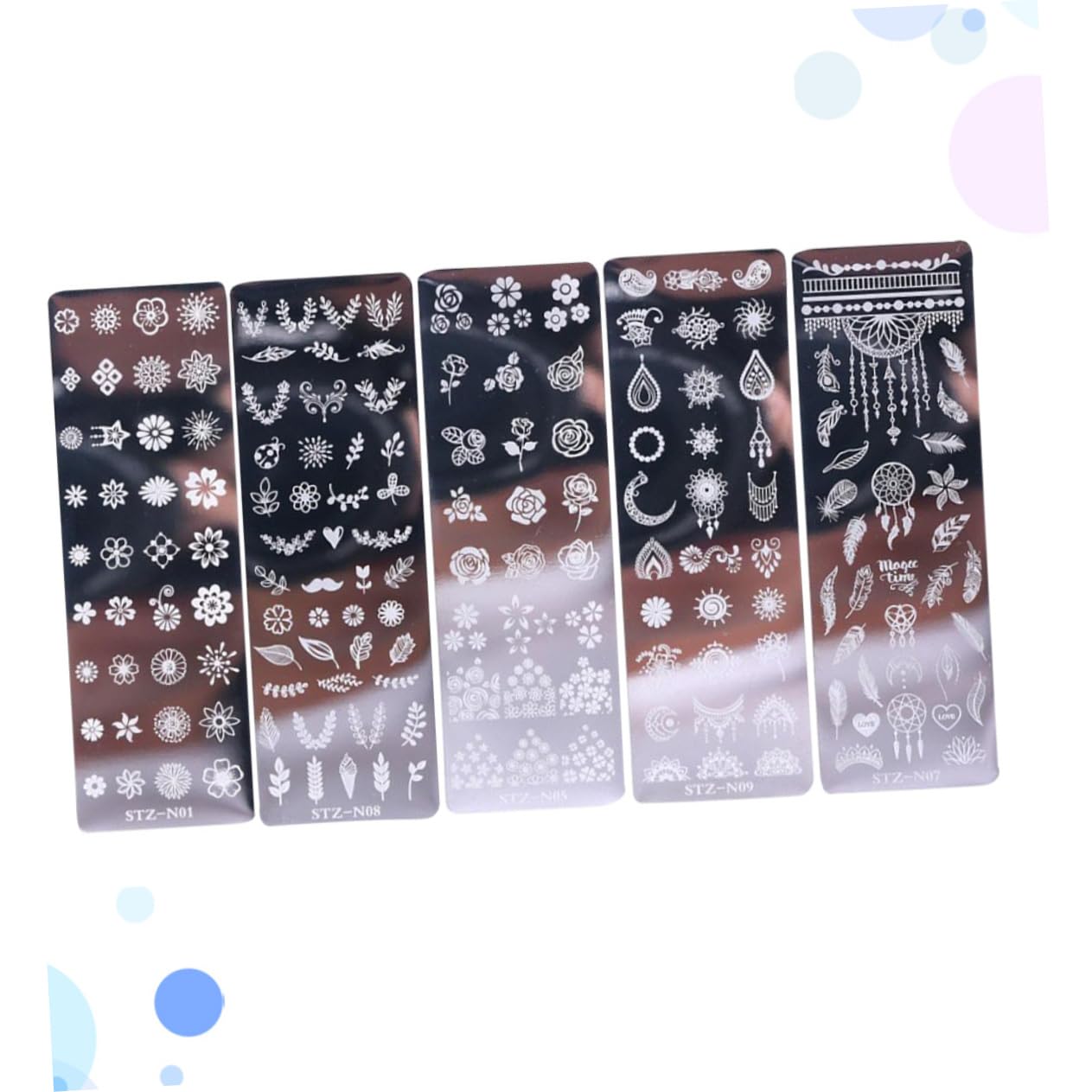 Healeved 3 Set Di Kit Per Nail Art Con 5 Bellissimi Motivi Floreali Piastre Per Nail Art Stencil Per Nail Art Decorazioni Per Unghie Per Saloni Da Donna 5 Pezzi * 3