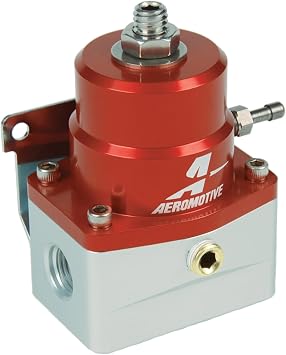 Aeromotive A1000-6 EFI Fuel Pressure Regulator - Adjustable 40-75 - 13109 | PSI, Return Style, Dual ORB-06 Ports, 11 Boost Reference, High Flow EFI Performance, Red/Silver