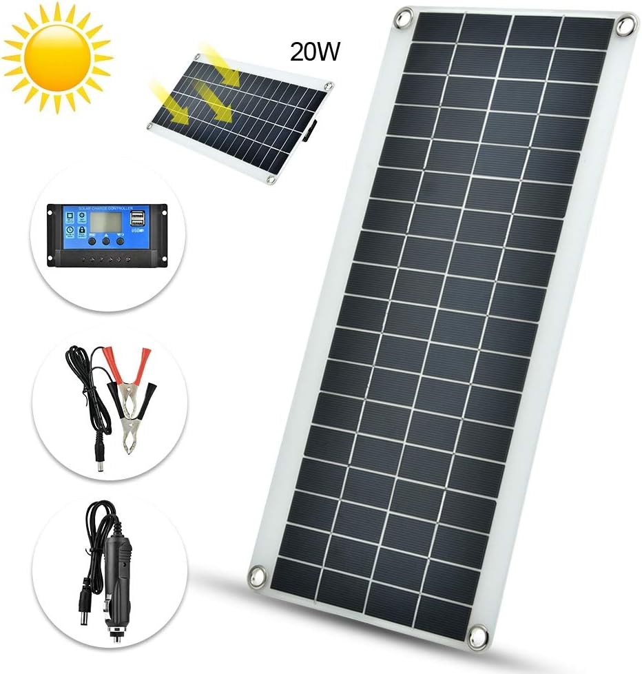 Flexible Solar Panel,20W Flexible Polycrystalline Solar Panel Controller Battery Charger