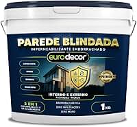 Parede Blindada Euro Decor Tinta Emborrachada 1KG Fácil Aplicação Proteção Contra Infiltrações (Gelo)