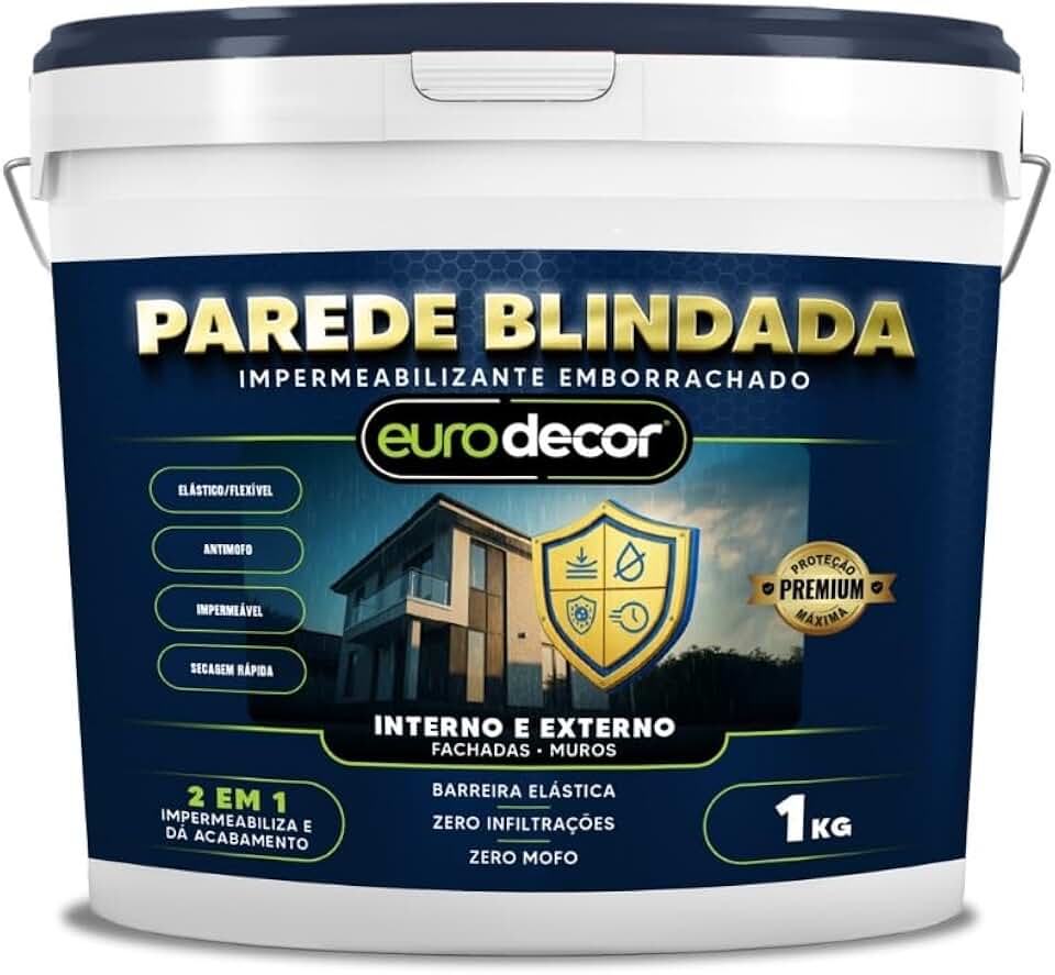 Parede Blindada Euro Decor Tinta Emborrachada 1KG Fácil Aplicação Proteção Contra Infiltrações (Areia)