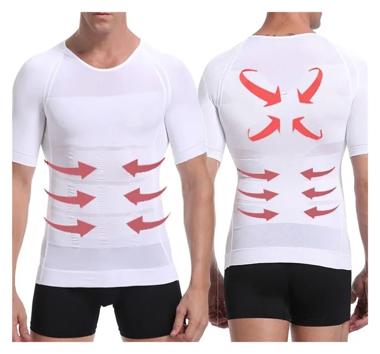 Canotta Palestra Uomo Uomo Body Shaper Dimagrante Compressione Camicie Canottiera Vita Senza Cuciture Trainer Muscolo Pancia Perdita di Peso Shapewear(White,XXL)