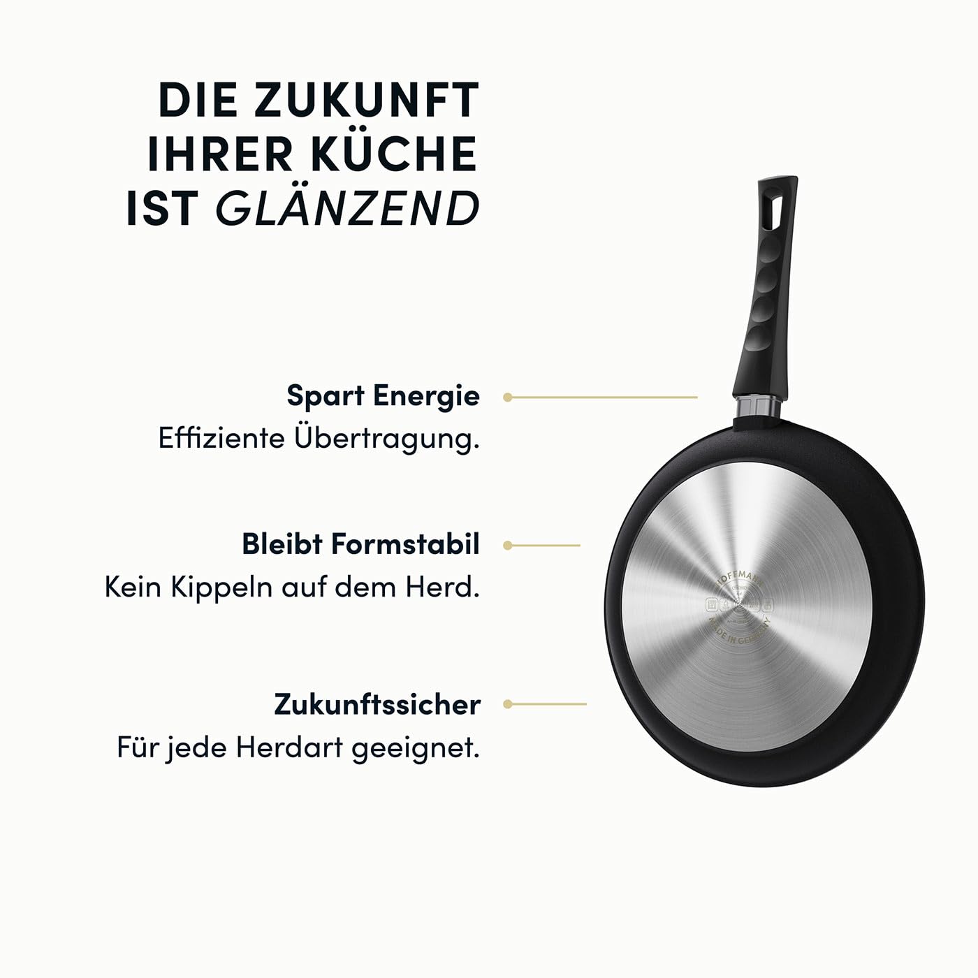 Hoffmann STONIQ Crêpepfanne Ø 28 cm IQ-SHIELD Antihaftbeschichtung | PFAS-frei, Abnehmbarer Griff, Induktionsgeeignet, Made in Germany