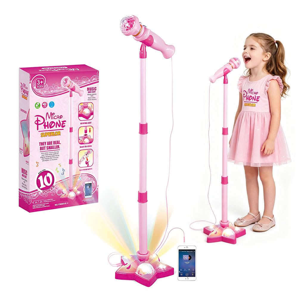 Zogxyc Kids Microphone and Stand, Pink
