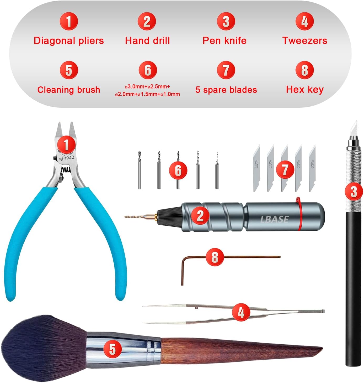 Premium Model Building Tool Kit, Precision Hobby Tools for Gundam & Plastic Model Assembly, Detailing & Repairing, High-Grade Craft Tools with Stainless Steel Storage Case