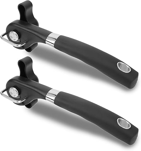 Miniatura 9 de Juego de 2 abrelatas manual de acero inoxidable suave de acero inoxidable, mango ergonómico resistente, abrelatas manual manual para cocina y