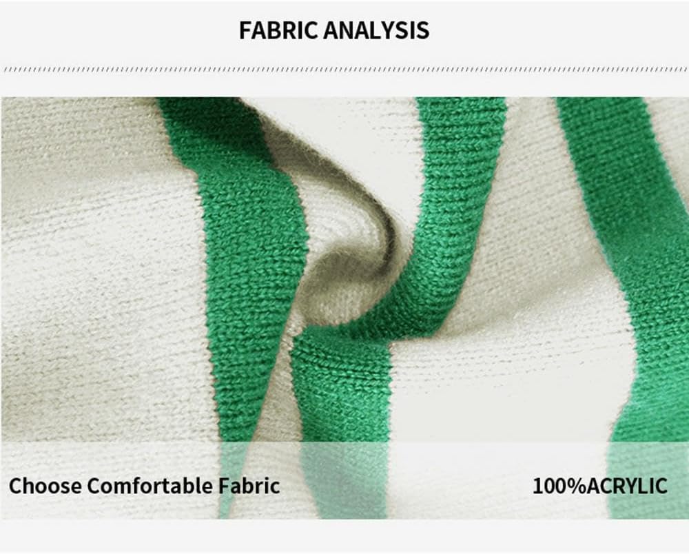 Women Striped Sweater Polo V Neck Long Sleeve Loose Sweater Knit Pullover Jumper Tops - Image 5