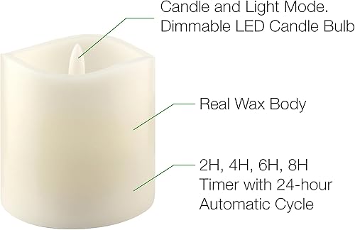 Miniatura 4 de Stonebriar 6 velas LED de cera real marfil 3x3 sin llama con control remoto y temporizador